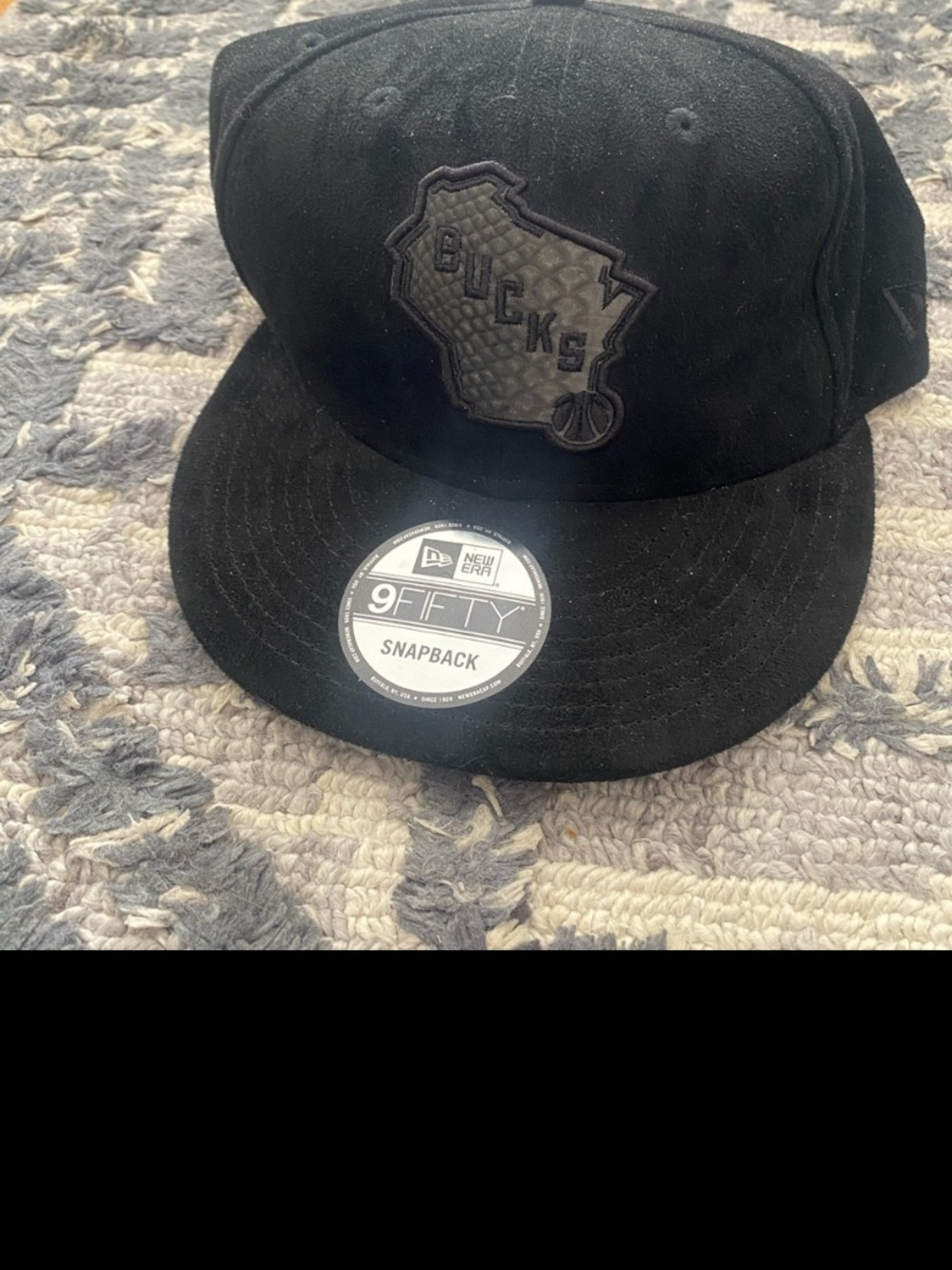 9fifty Black Milwaukee Bucks Snapback Hat